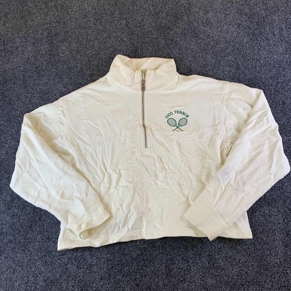 Girlfriend Collective Sweatshirt Womens Medium White Good OCC Tennis 1/2 Zip